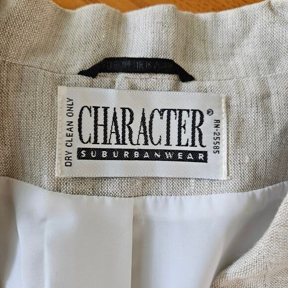 Character Suburbanwear Womens Vintage Tan Linen Blazer Jacket Sz 16 Quiet Luxury - Picture 5 of 15